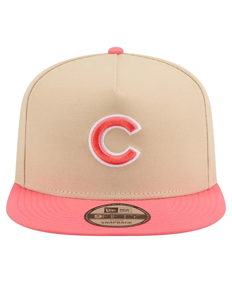 New Era Men's Light Beige/Coral Chicago Cubs Color Pack A-Frame 9FIFTY Snapback Hat