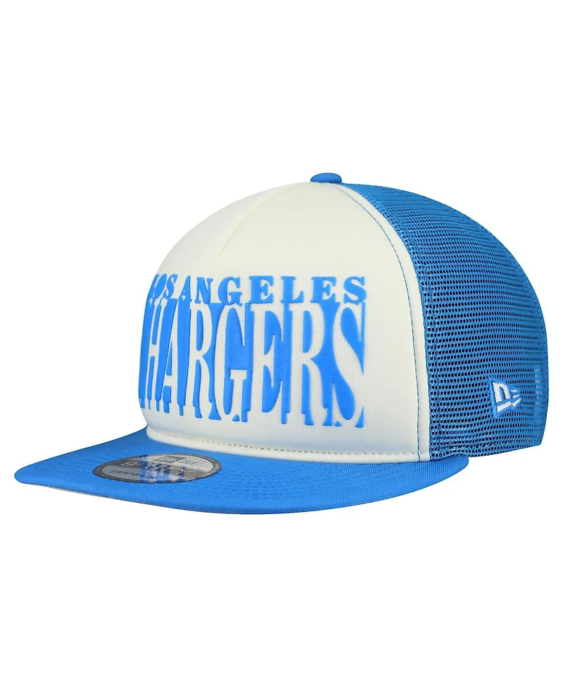 New Era Men's Cream/Powder Blue Los Angeles Chargers Cutout A-Frame 9FIFTY Snapback Hat