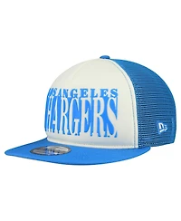 New Era Men's Cream/Powder Blue Los Angeles Chargers Cutout A-Frame 9FIFTY Snapback Hat