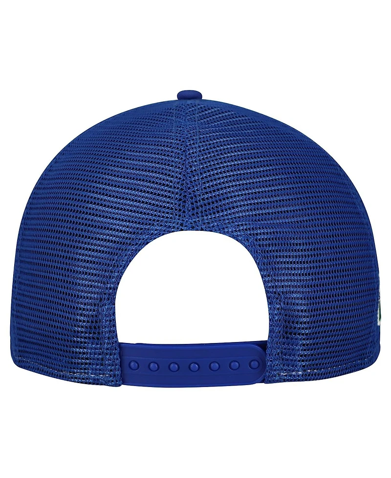 New Era Men's Cream/Royal Seattle Seahawks Throwback Cutout A-Frame 9FIFTY Snapback Hat