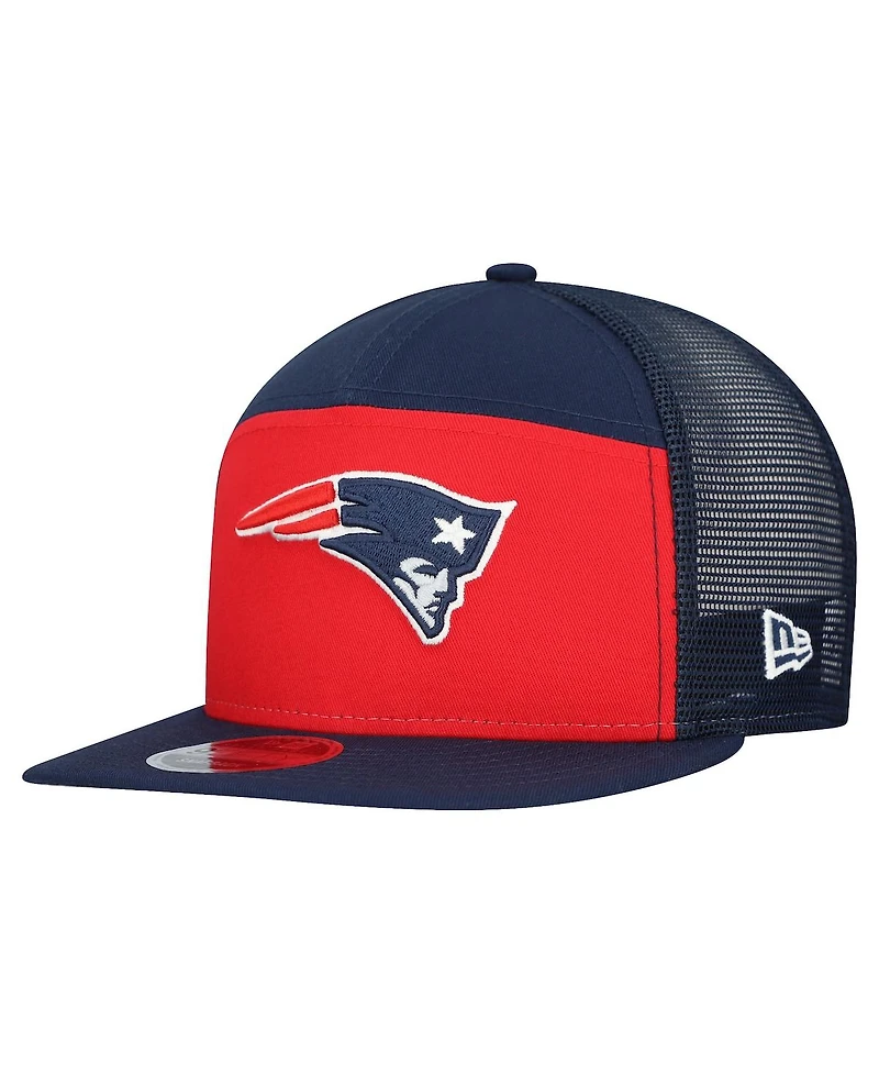 New Era Men's Red/Navy New England Patriots Outdoor Split Panel 9FIFTY Snapback Hat