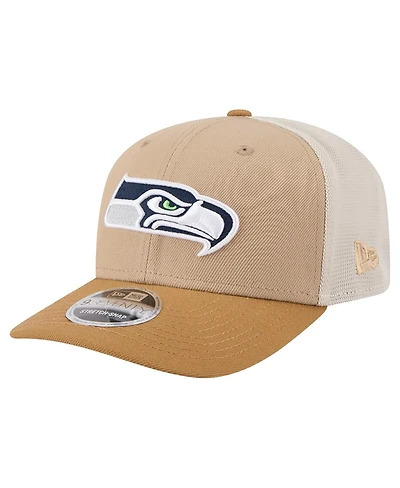 New Era Men's Light Beige Seattle Seahawks Two-Tone Trucker 9SEVENTY Adjustable Hat