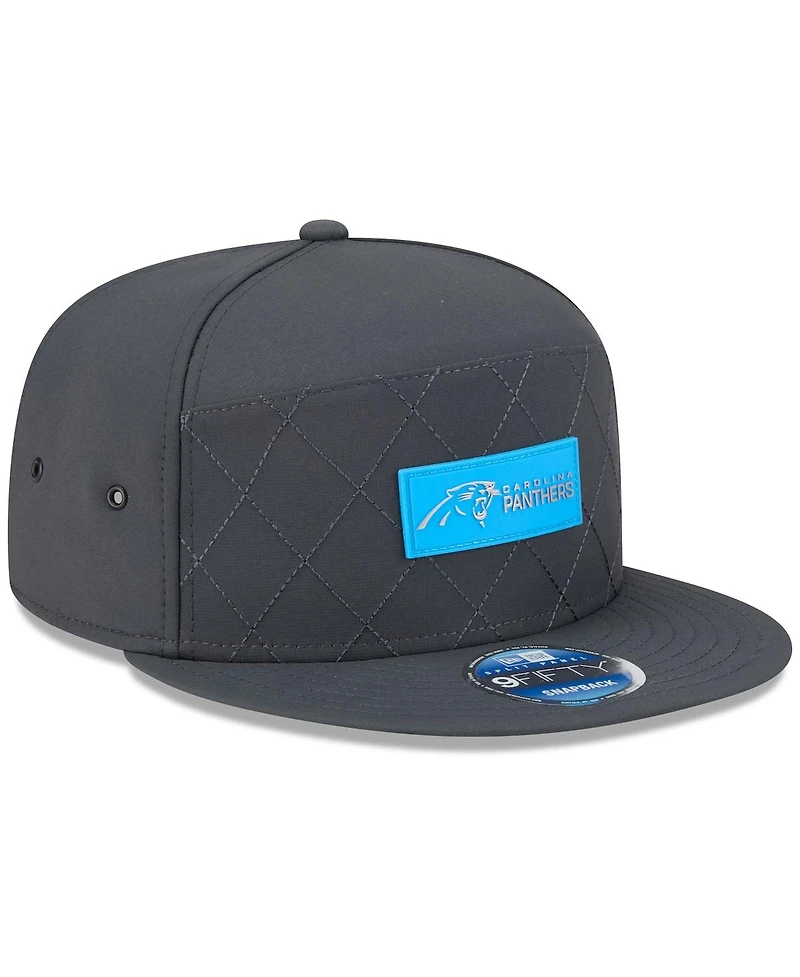 New Era Men's Charcoal Carolina Panthers 2025 Sideline Cold Weather Split Panel 9FIFTY Snapback Hat