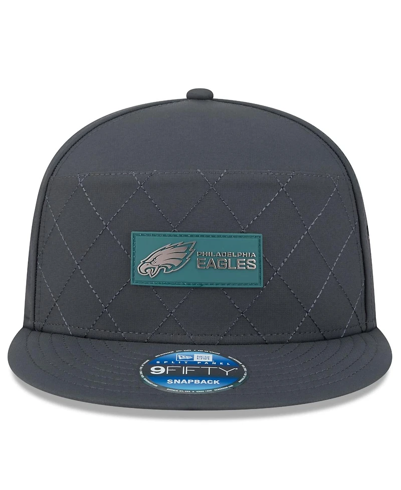 New Era Men's Charcoal Philadelphia Eagles 2025 Sideline Cold Weather Split Panel 9FIFTY Snapback Hat