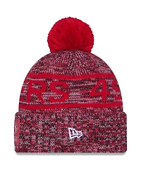 New Era Men's Scarlet San Francisco 49ers 2025 Sideline Cold Weather Cuffed Pom with Knit Hat