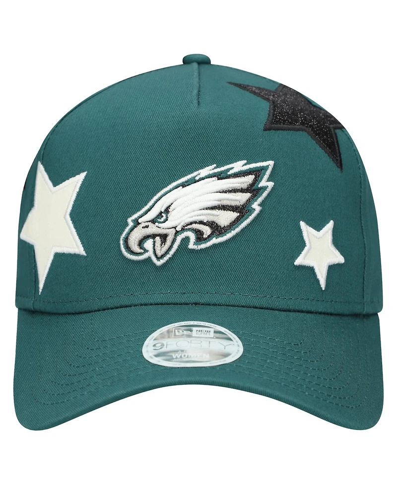 New Era Women's Midnight Green Philadelphia Eagles Stardom A-Frame 9FORTY Adjustable Hat