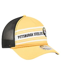 New Era Men's Gold Pittsburgh Steelers Linear A-Frame 9FORTY Adjustable Hat
