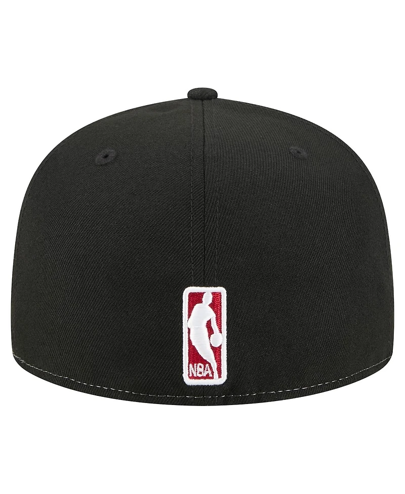 New Era Men's White/Black Miami Heat Repeat 59Fifty Fitted Hat