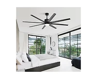 76-inch Modern and Simple Black 8-Blade Ceiling Fans with Remote Control and Lighting Kit