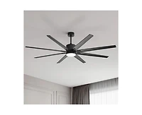 76-inch Modern and Simple Black 8-Blade Ceiling Fans with Remote Control and Lighting Kit
