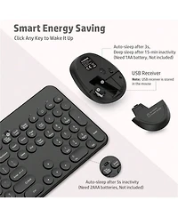 Wireless Keyboard and Mouse Combo-Full-Sized Computer Keyboard, 2.4GHz Silent Keyboard Mouse with Tablet Holder for Windows Laptop, Pc, Desktop,Black