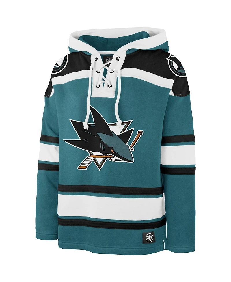 '47 Brand Men's Macklin Celebrini Teal San Jose Sharks Player Name Number Lacer Hoodie