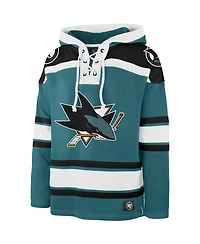 '47 Brand Men's Macklin Celebrini Teal San Jose Sharks Player Name Number Lacer Hoodie