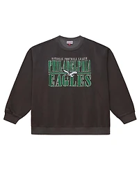 Mitchell & Ness Men's Black Philadelphia Eagles Downtown Crew Vintage Logo Sweatshirt
