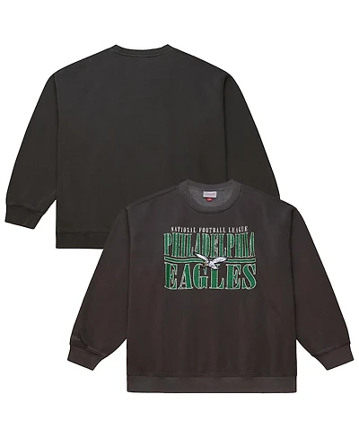 Mitchell & Ness Men's Black Philadelphia Eagles Downtown Crew Vintage Logo Sweatshirt