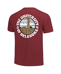 Image One Men's Crimson Oklahoma Sooners Comfort Colors Thick Lined Landscape T-Shirt