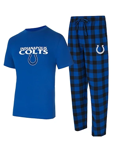 Concepts Sport Men's Royal/Black Indianapolis Colts Avondale T-Shirt and Flannel Pants Set