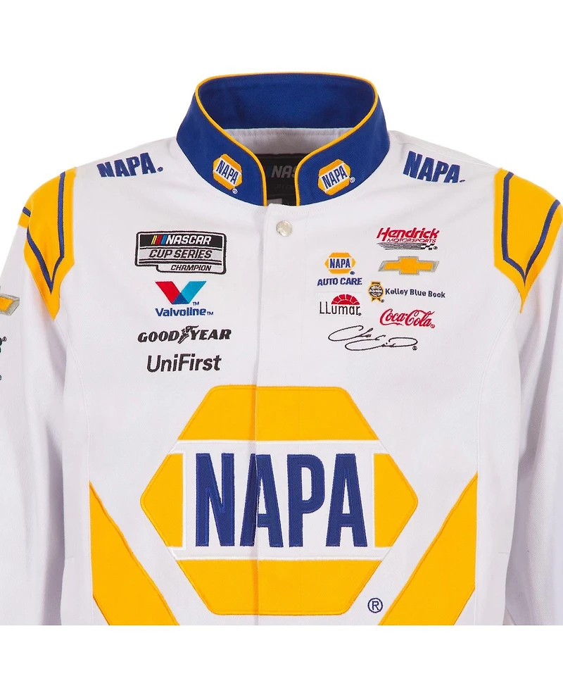 Jh Design Men's White/Royal Chase Elliott Napa Full-Snap Twill Uniform Jacket