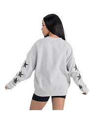 Gameday Couture Women's Ash Green Bay Packers Resilience Relaxed Rhinestone Pullover Sweatshirt