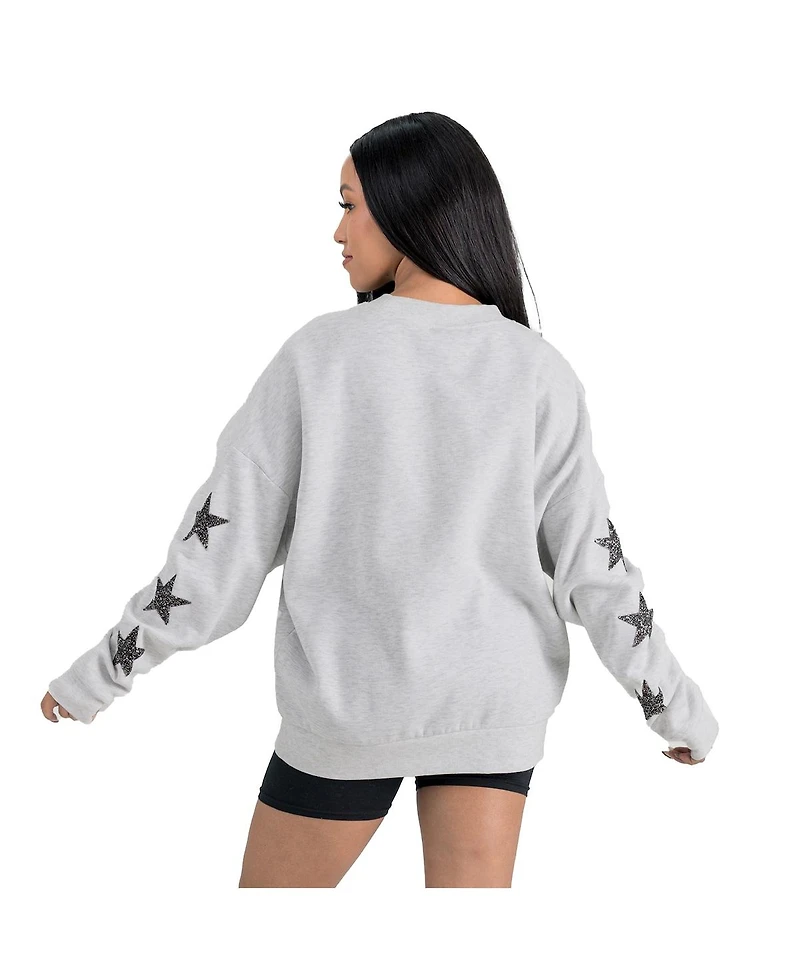 Gameday Couture Women's Ash Dallas Cowboys Resilience Relaxed Rhinestone Pullover Sweatshirt