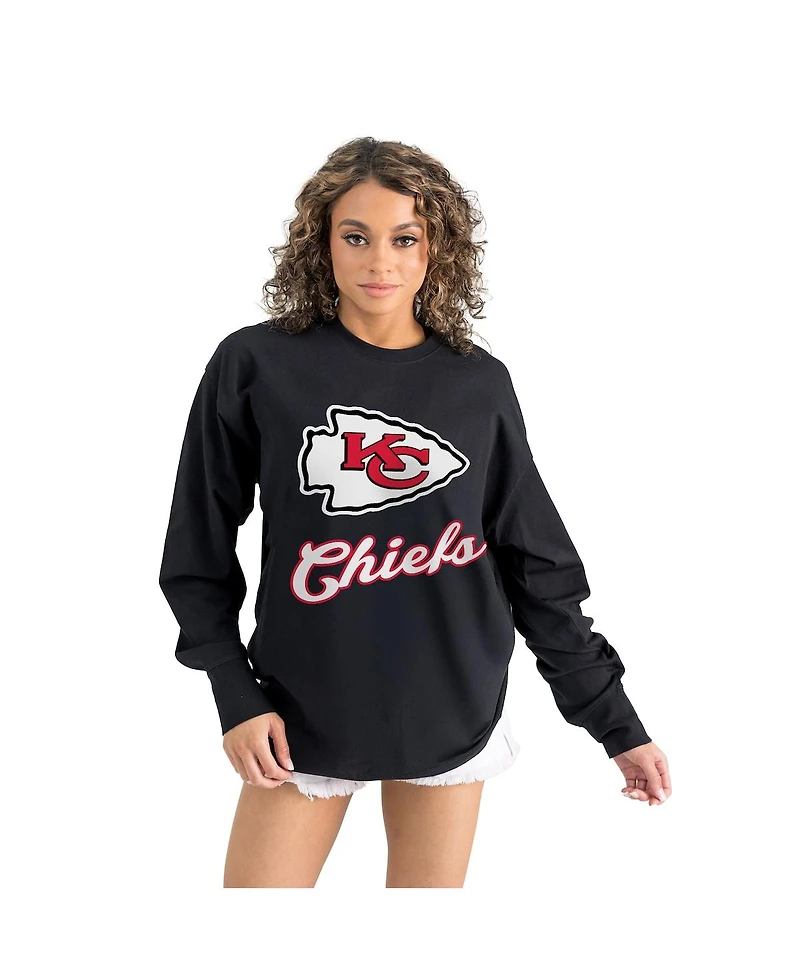 Gameday Couture Women's Black Kansas City Chiefs Oversized Long Sleeve T-Shirt