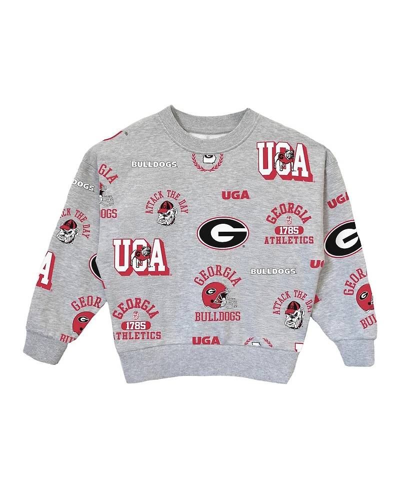 Gameday Couture Big Girls Gray Georgia Bulldogs Always On Repeat Pullover Sweatshirt