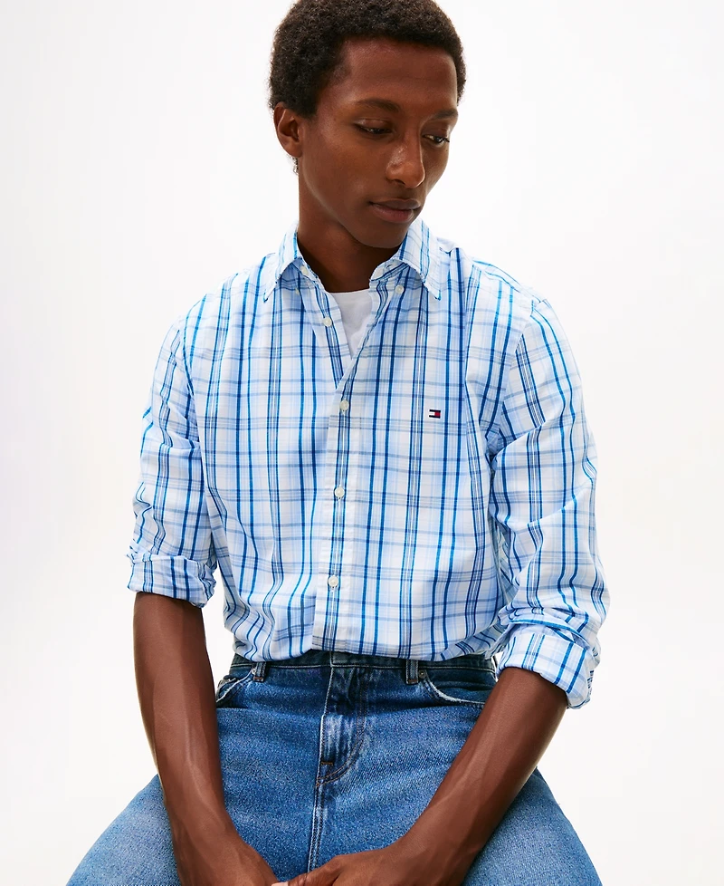 Tommy Hilfiger Men's Flex Poplin Medium Check Shirt