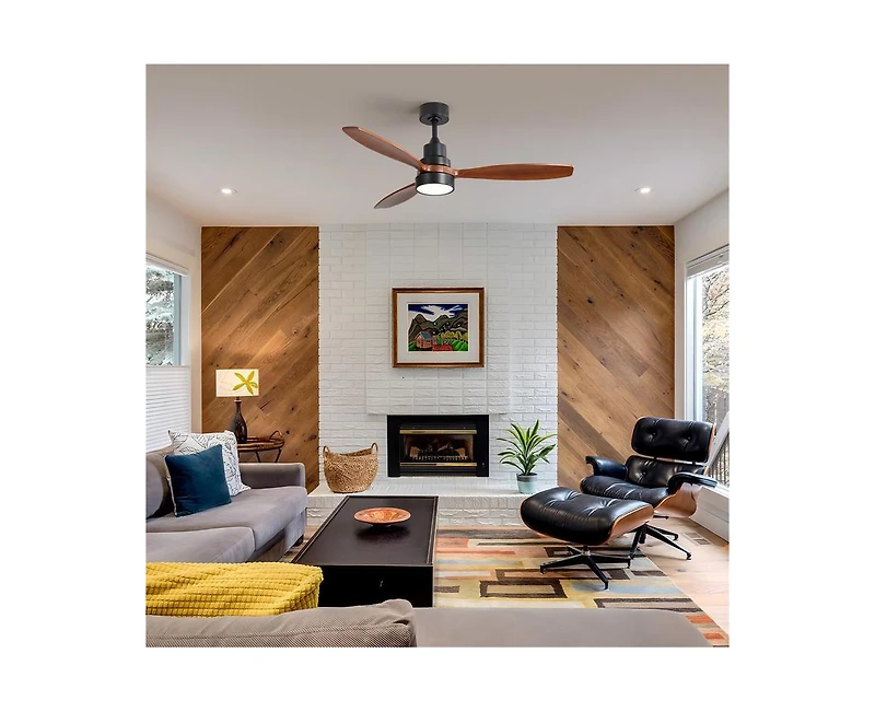 52-inch Simple and Grand Style 3-Blade Ceiling Fan with Remote Control and Light Source