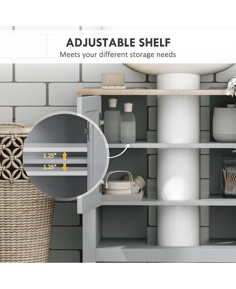 Airsurfer Bathroom Storage Cabinet Under Sink Cabinet Bathroom Vanity Cabinet with Adjustable Shelf and Open Bottom Shelf Gray