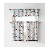 Kate Aurora 3 Piece Cafe Rod Pocket Autumn Country Rooster Kitchen Curtain Tier & Valance Set
