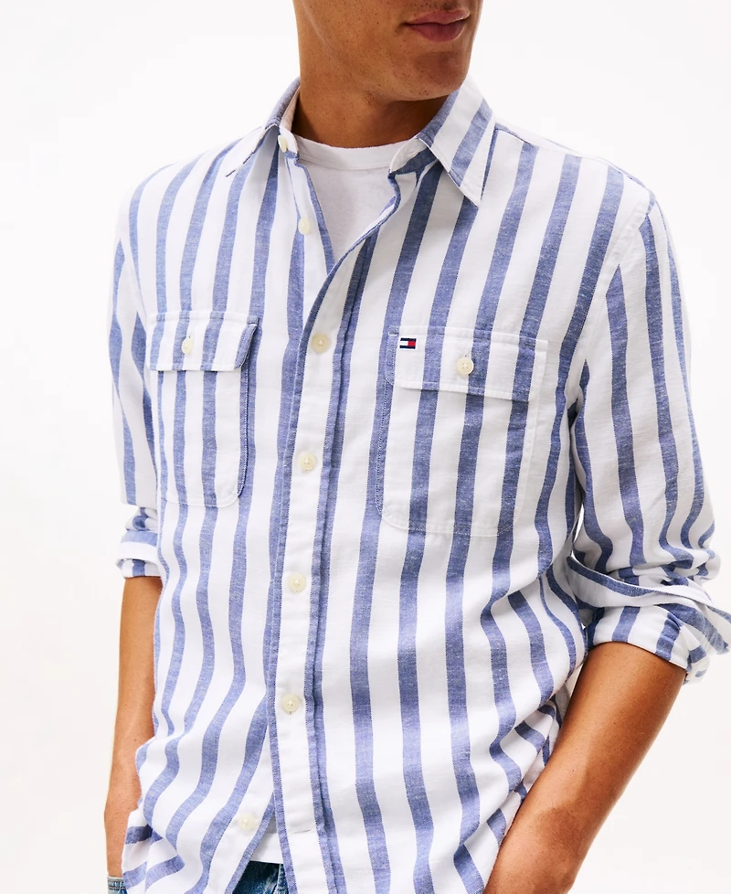 Tommy Hilfiger Men's Twill Striped Relaxed Fit Shirt