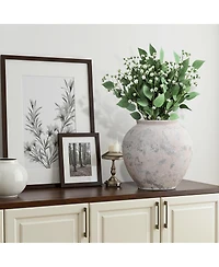 LuxenHome 10.7" Mottled Gray Cement Globe Vase, Round Decorative Accent for Home Decor