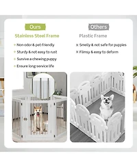 Gymax 6-Panel Freestanding Dog Gate Foldable Walk-Through Playpen w/ 4 Support Feet