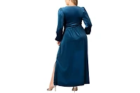 Kiyonna Plus Vivienne Long Sleeve Velvet Evening Gown with Pockets