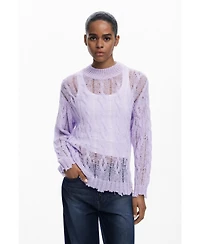 Desigual Women's Cable-knit sweater with distressed details