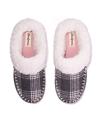 Dearfoams Women's Nyla Felted Plaid Moccasin Toe Clog House Shoe Slipper