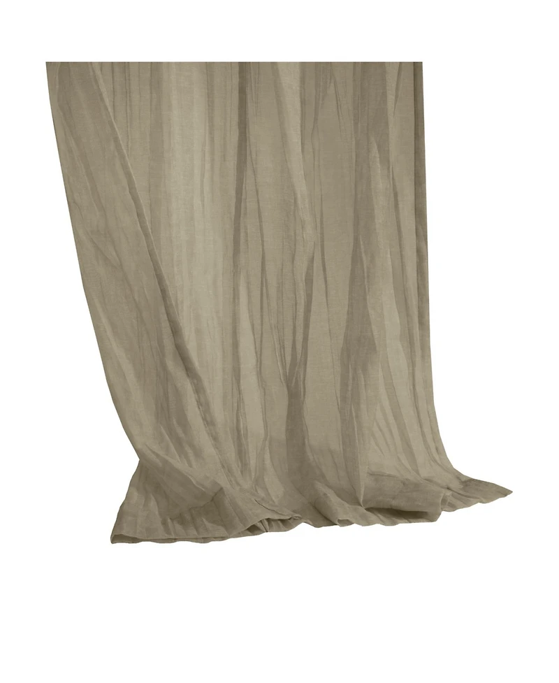 Habitat 100% Polyester Paloma Sheer Broomstick Crushed Solid Dual Header Curtain Panel 52" x 63" Khaki