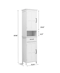 Airsurfer Slim Floor Standing Cabinet Double Door Narrow Tall Storage Cabinet for Bathroom Living Room or Bedroom Organizer