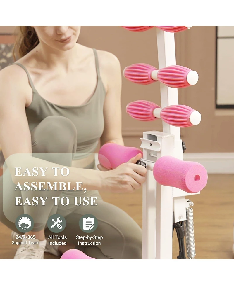 Squat Machine, Deep Squat Machine for Women - Adjustable Glute Trainer with Resistance Bands, Pink