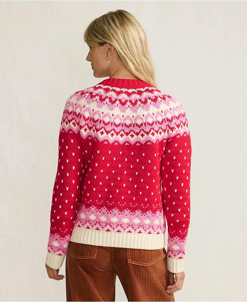 Lands' End Women's Lofty Birdseye Fair Isle Cardigan Sweater