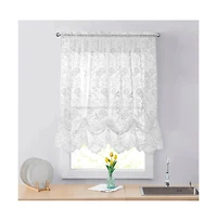 Habitat Limoges Sheer Rod Pocket Timeless Romantic Floral Lace Design Balloon Curtain 55" x 63" White