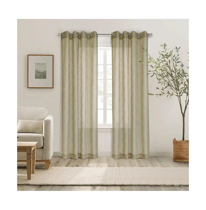 Habitat Boucle Raised Slub Texture Exclusive Sheer Grommet Curtain Panel 52" x 95" Tan