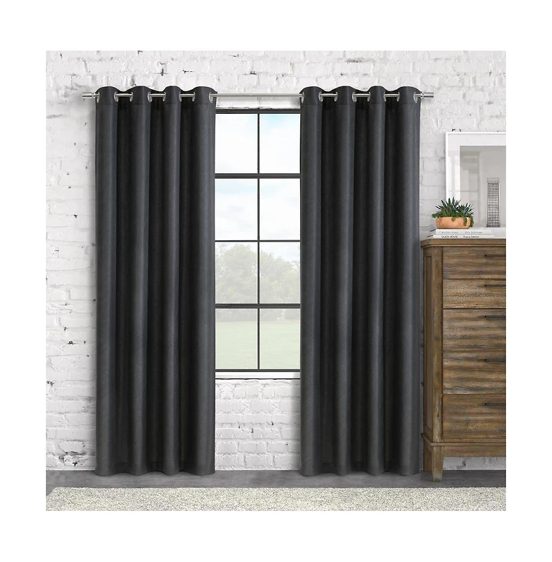 Habitat Abstract Light Filtering Exclusive Geometric Jacquard Grommet Curtain Panel 52" x 84" Charcoal