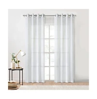 Habitat Diamante Sheer Grommet Exclusive Embroidered Diamond Pattern Curtain Panel 52" x 63" White