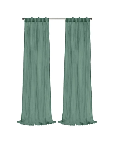 Habitat 100% Polyester Paloma Sheer Broomstick Crushed Solid Dual Header Curtain Panel 52" x 108" Sage