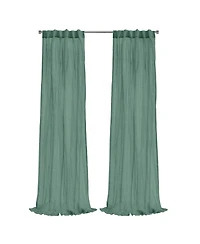 Habitat 100% Polyester Paloma Sheer Broomstick Crushed Solid Dual Header Curtain Panel 52" x 108" Sage
