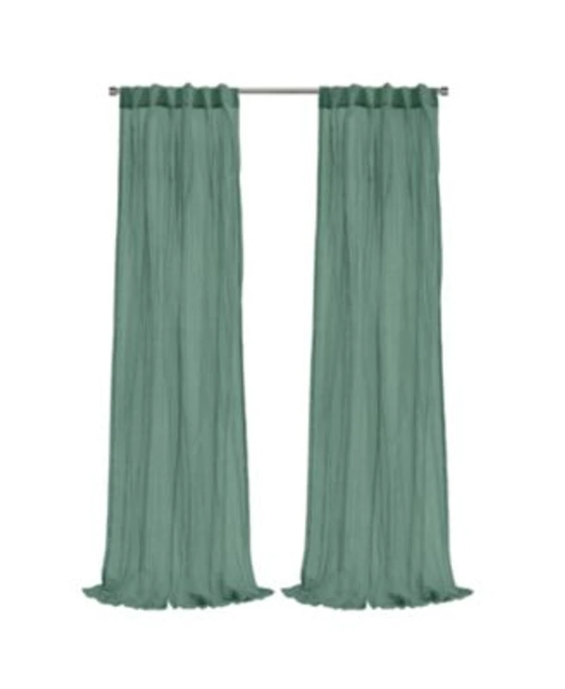 Habitat 100 Polyester Paloma Sheer Broomstick Crushed Solid Dual Header Curtain Panel 52 X22 X 108 X22 Sage