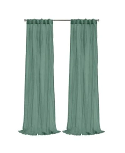 Habitat 100 Polyester Paloma Sheer Broomstick Crushed Solid Dual Header Curtain Panel 52 X22 X 108 X22 Sage