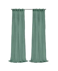 Habitat 100 Polyester Paloma Sheer Broomstick Crushed Solid Dual Header Curtain Panel 52 X22 X 108 X22 Sage