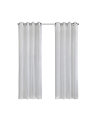 Habitat 100% Polyester Daphne Sheer Grommet Faux Linen Solid Curtain Panel 52" x 108" White